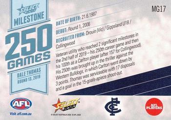 2020 Select Footy Stars - AFL Milestone Games #MG17 Dale Thomas Back